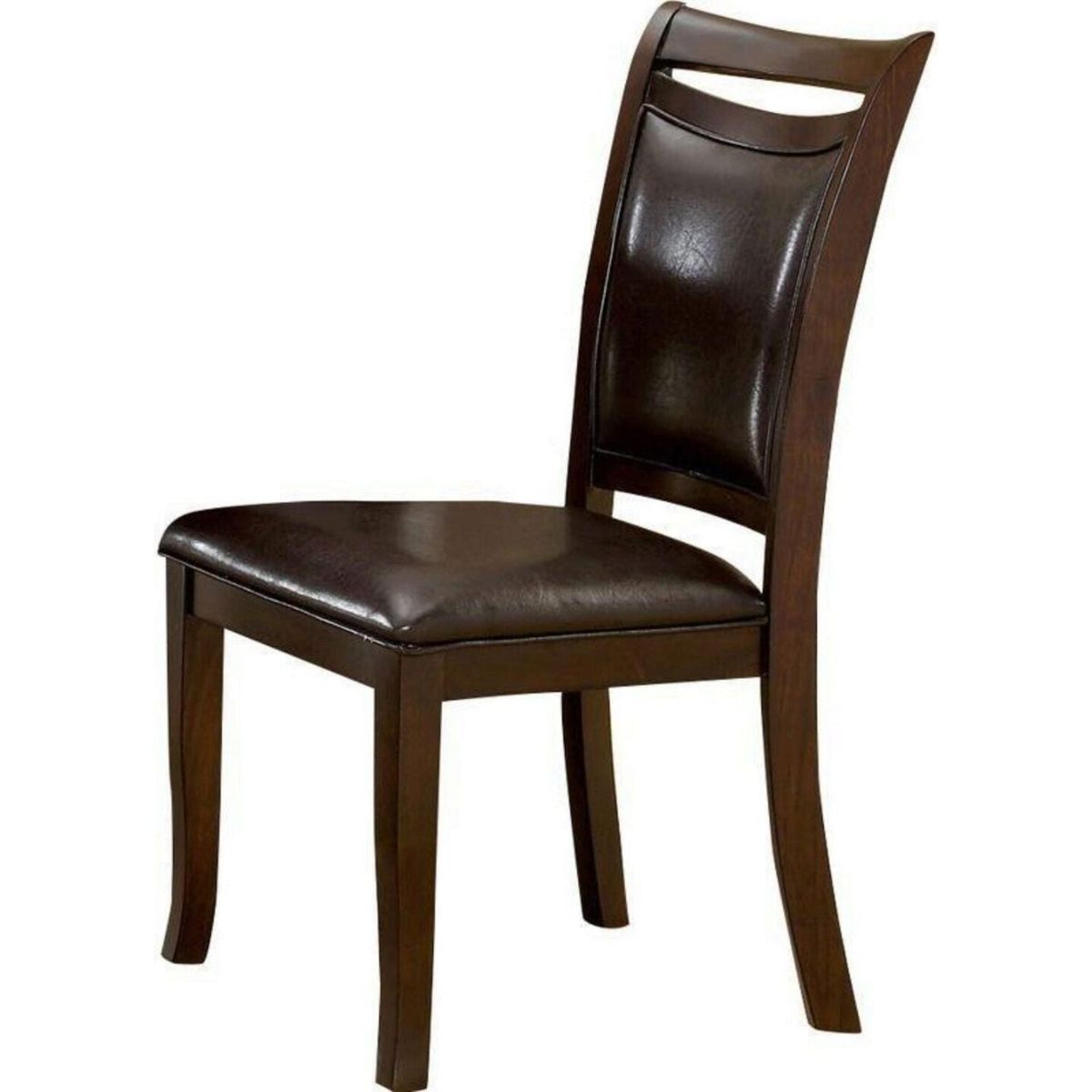 Transitional Dining Room Side Chairs Set of 2 Chairs only Dark Cherry / Espresso Padded Leatherette Seat