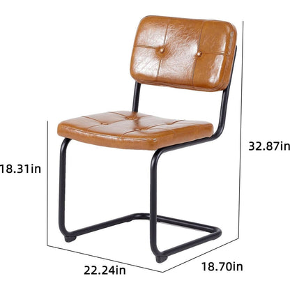 Brown modern simple style dining chair PU leather black metal pipe dining room furniture chair set of 2