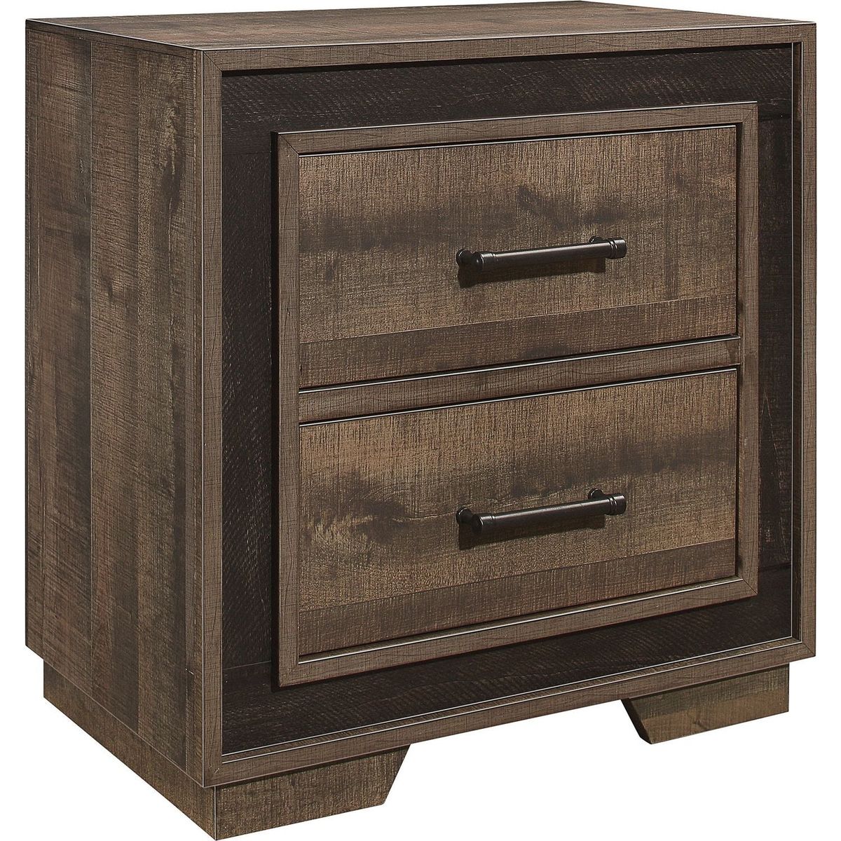 Rustic Style 1pc Nightstand Two-Tone Finish Embossed Faux-Wood Bed Side Table Bedroom Furniture