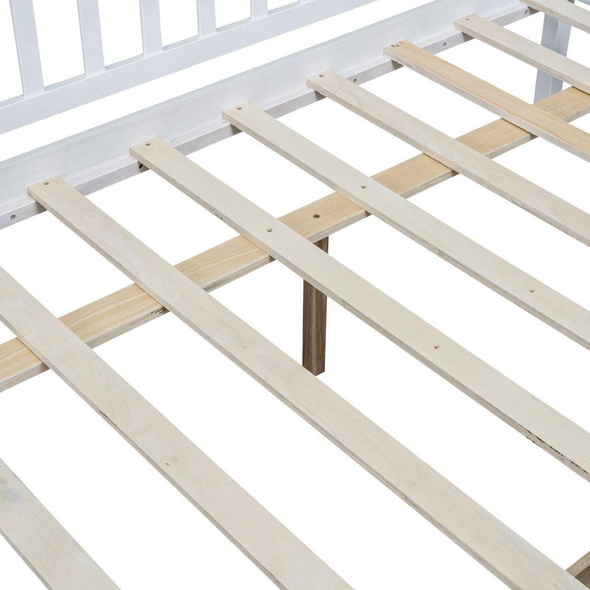 Full Size Daybed Wood Bed with Two Drawers, White - Streamdale Furniture