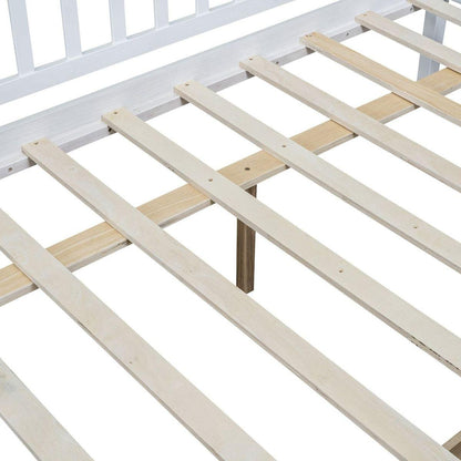 Full Size Daybed Wood Bed with Two Drawers, White - Streamdale Furniture