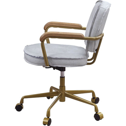 Siecross Office Chair in Vintage White Top Grain Leather