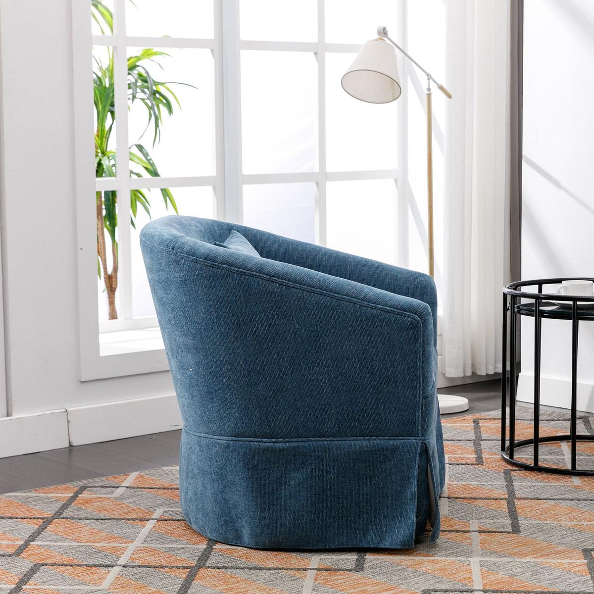 degree Swivel Accent Armchair Linen Blend Blue