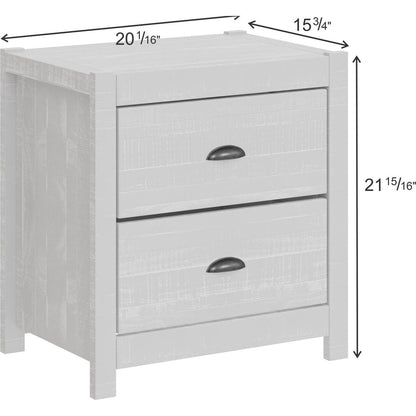 Albany Rustic Nightstand with Drawers, Bedside Table, End Table for Living Room Bedroom Assembled with Sturdy Solid Wood (White)