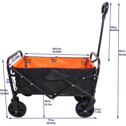 Folding Wagon Garden Shopping Beach Cart black+yellow