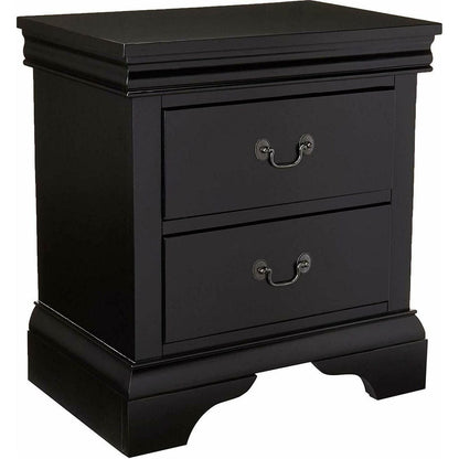 Contemporary Bedroom Furniture Nightstand Black Color 2 x Drawers Bed Side Table Pine wood