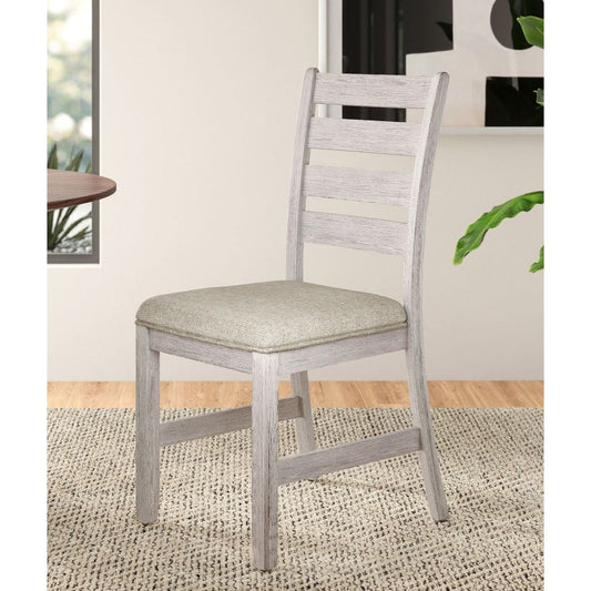 Casual Dining Room Side Chairs 2pc Set Grayish White Finish Upholstered Seat Transitional Design Furniture