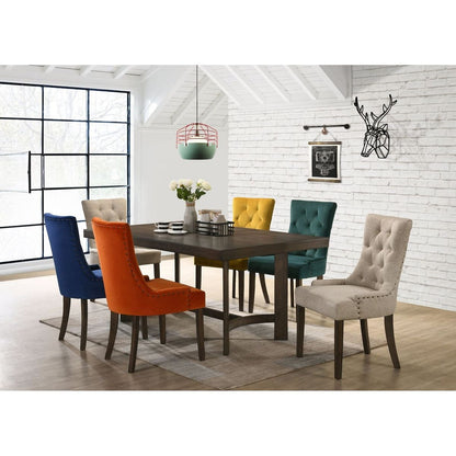 Farren Side Chair, Orange Velvet & Espresso Finish