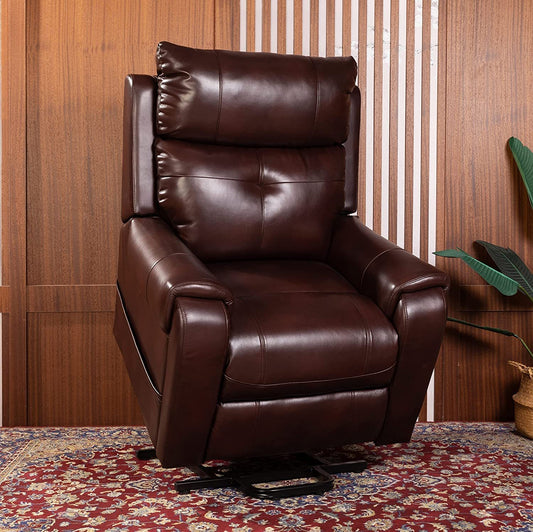 Lehboson Lift Chair Recliners, Electric Power Recliner Chair Sofa for Elderly, (Common, Red Brown)