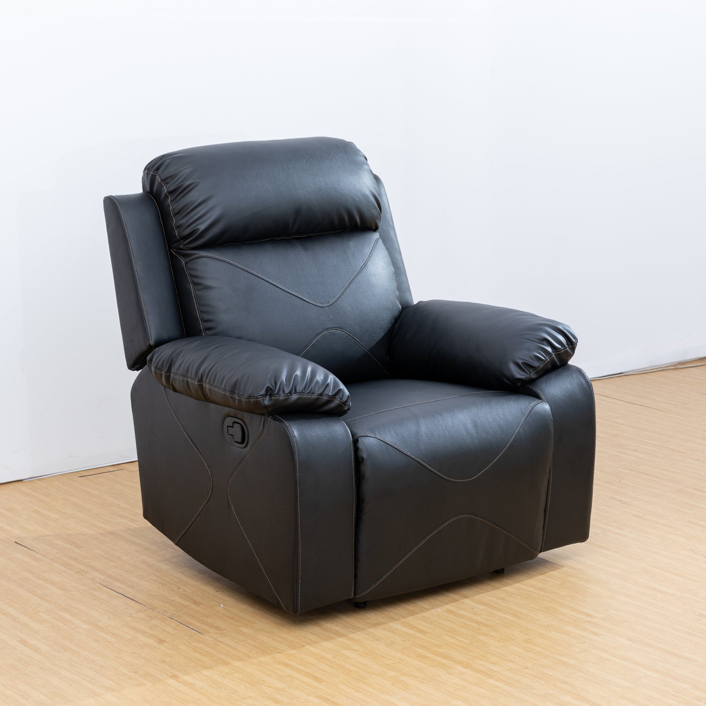 Breathing Leather black recliner chair for adults living room sofa chair with armrest, for home theater