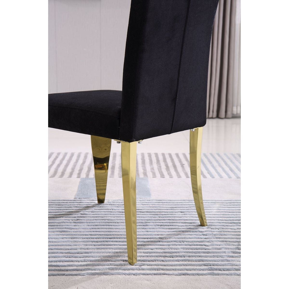 Modern Velvet Dining Chairs Set of 2, Upholstered Accent Armless Chairs with Stripe Backrest