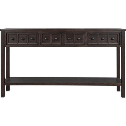 Rustic Entryway Console Table, 60" Long Sofa Table with two Different Size Drawers and Bottom Shelf for Storage (Espresso)