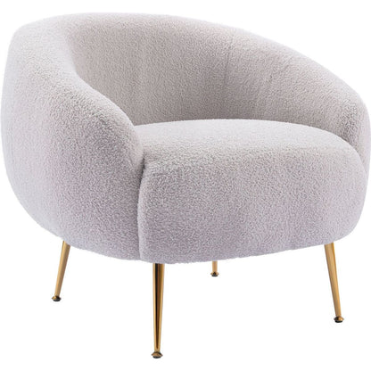 Modern Comfy Leisure Accent Chair, Teddy Short Plush Particle Velvet Armchair with Ottoman for Living Room