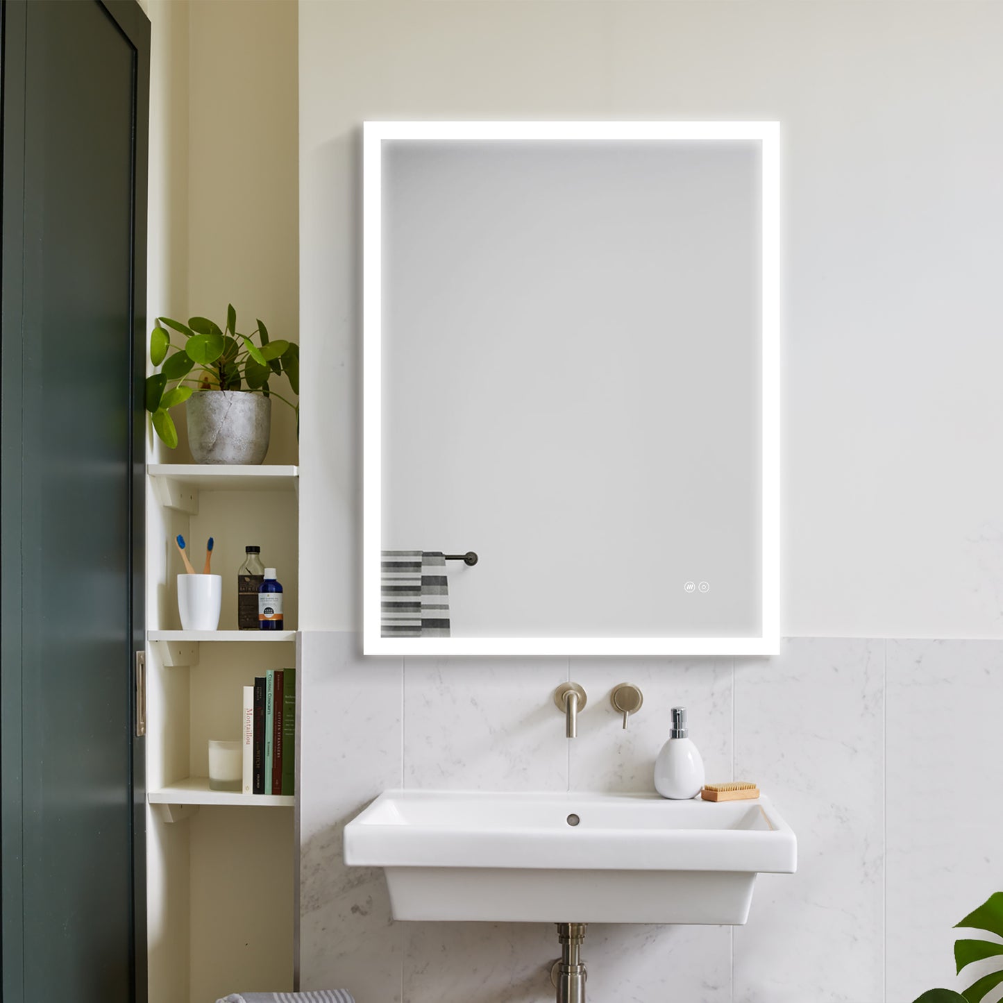 28x36 Inch LED Bathroom Mirror, Bathroom Vanity Mirror with Lights, Backlit and Front Lighted Mirror for Bathroom, Anti-Fog Dimmable Makeup Lighted Mirror with Touch Button, Horizontal/Vertical