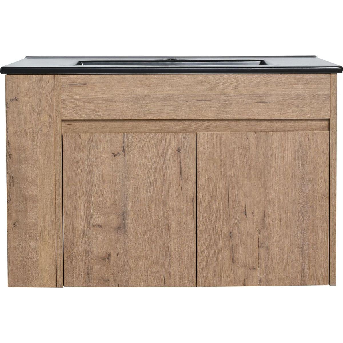 30 Inch Bathroom Vanity With Black Ceramic Basin and Adjust Open Shelf (KD-PACKING)