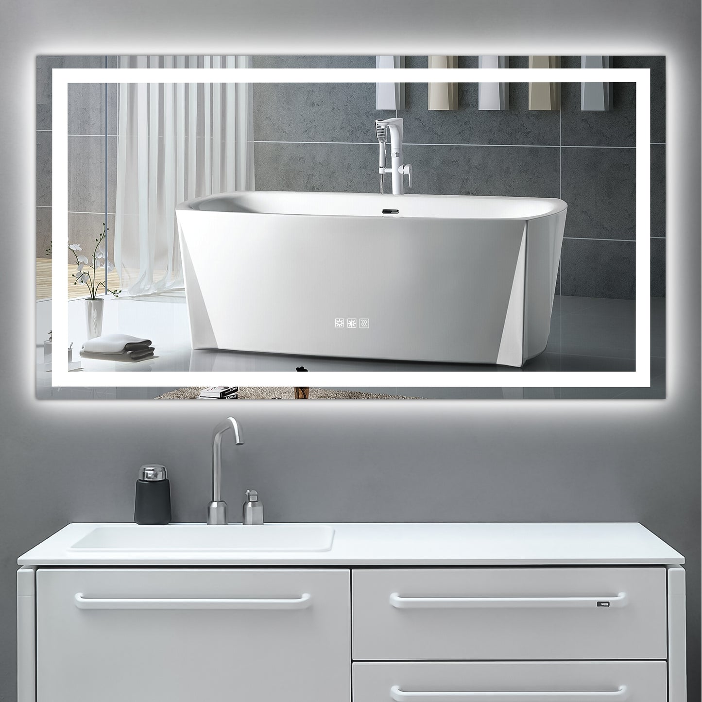 LED Bathroom Mirror 60x 32 Inch with lights, anti-Fog & Dimming Led Bathroom Vanity Mirror