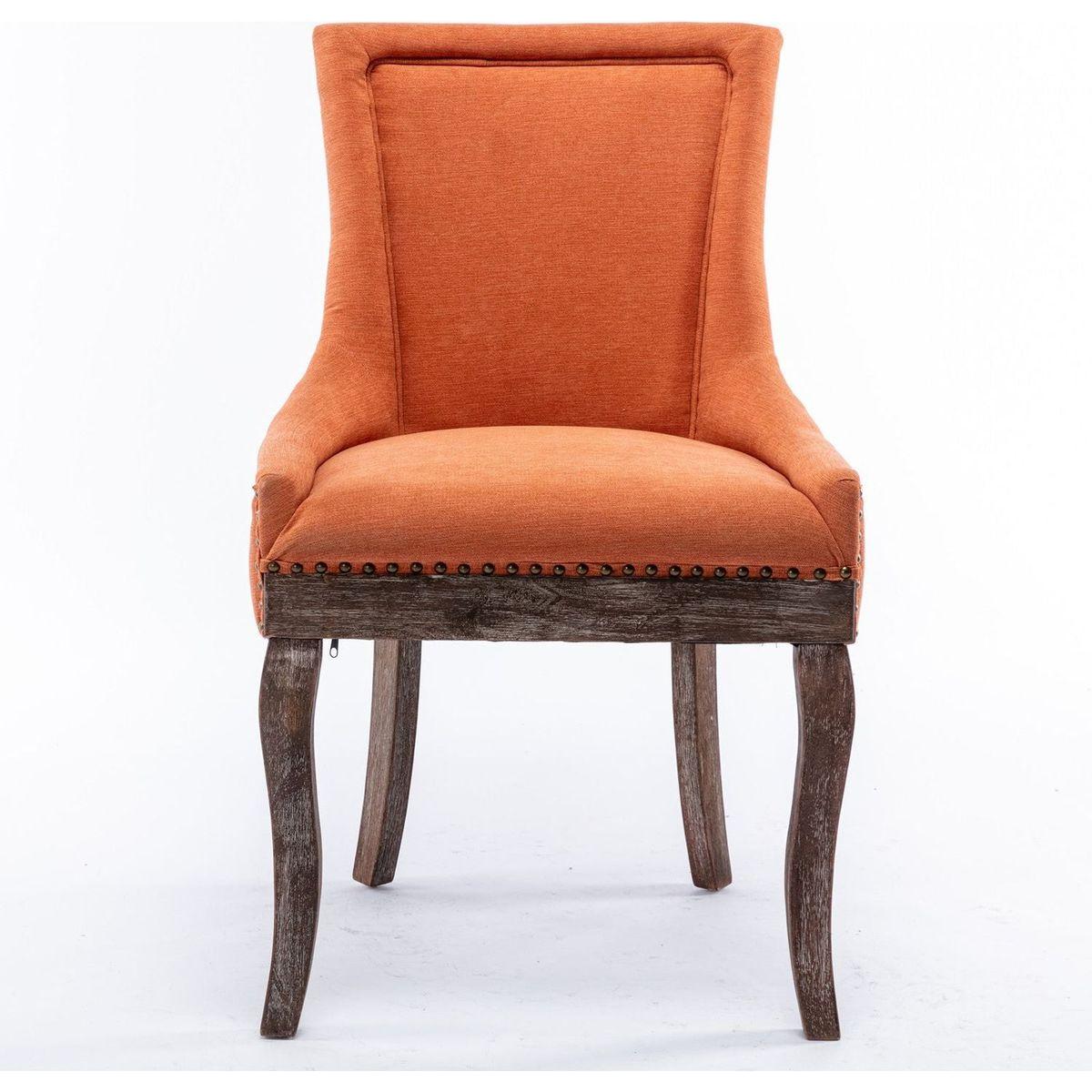 Ultra Side Dining Chairhickened fabric chairs with neutrally toned solid wood legsBronze nail headet of 2range