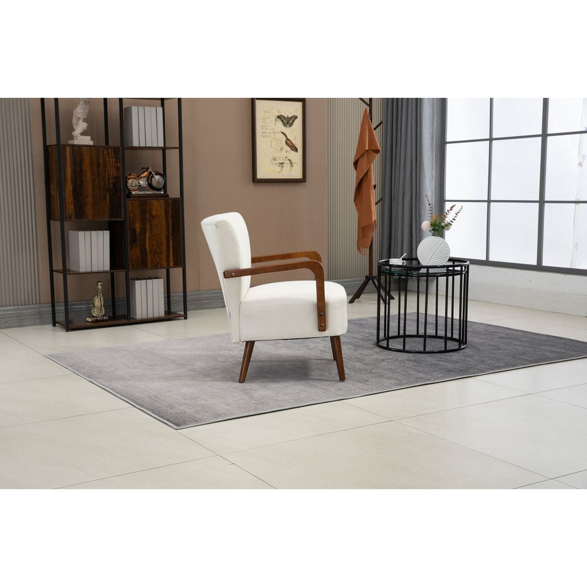 Wood Frame Armchair, Modern Accent Chair Lounge Chair for Living Room