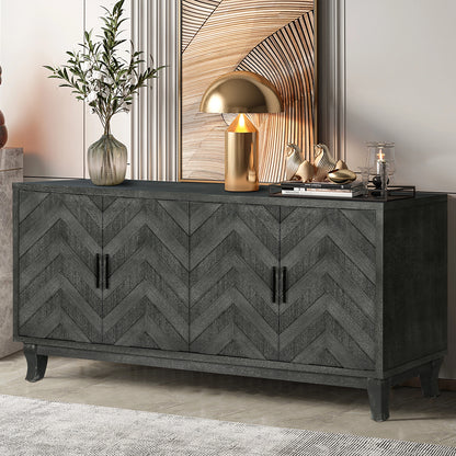 Stronger Vintage Style Buffet Cabinet, Lacquered Accent Storage 4 Door Wooden Cabinets, Thickened Sideboard Storage Cabinet for Entryway, Living Room, Taupe Grey - Streamdale Furniture