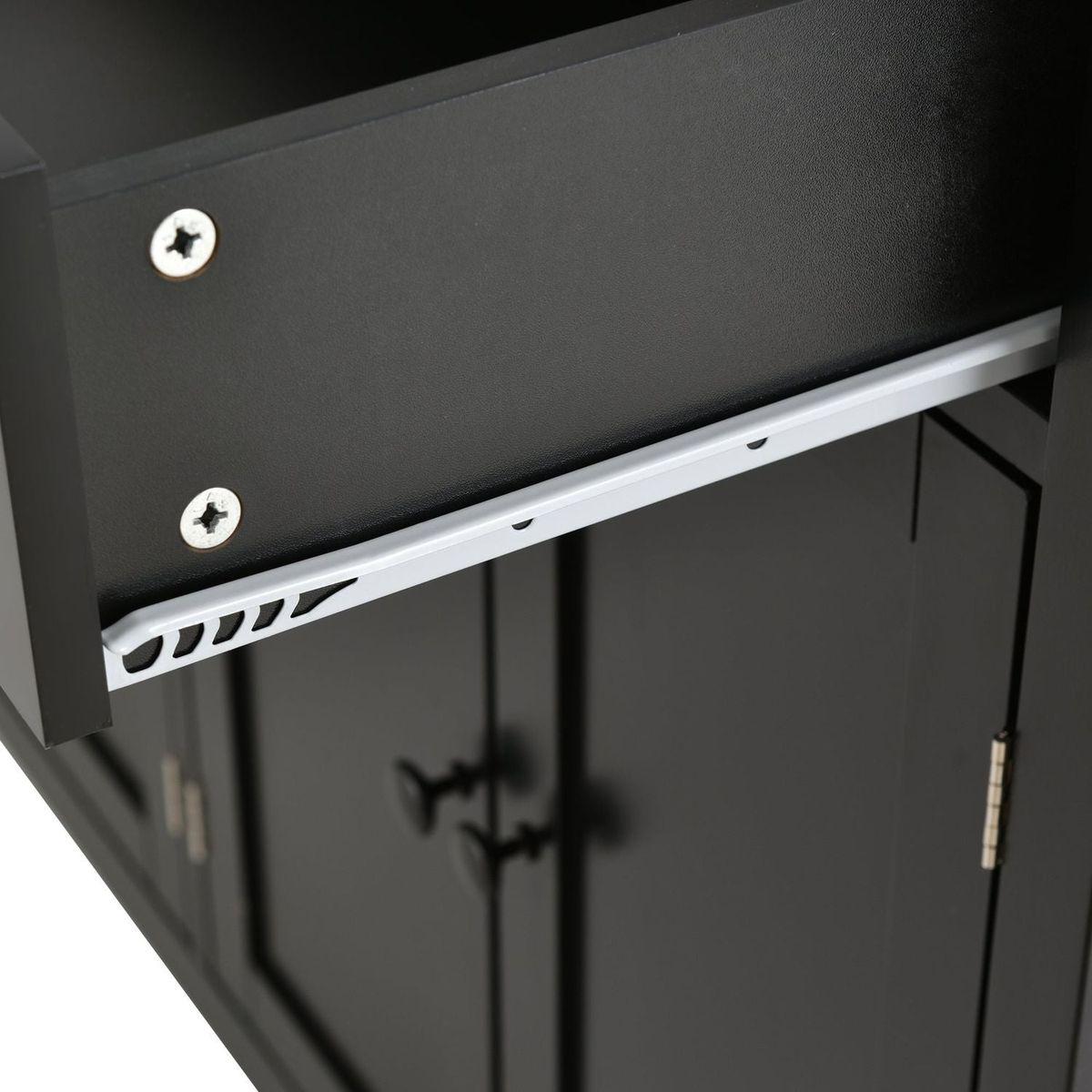 Kitchen Island Cart with Solid Wood Top and Locking Wheels4.3 Inch Width Door Cabinet and Two Drawerspice Rack, Towel Rack black) - Streamdale Furniture
