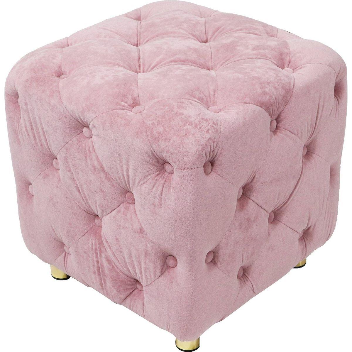 Pink Modern Velvet Upholstered Ottoman, Exquisite Small End Table, Soft Foot Stool, Dressing Makeup Chair, Comfortable Seat for Living Room, Bedroom, Entrance