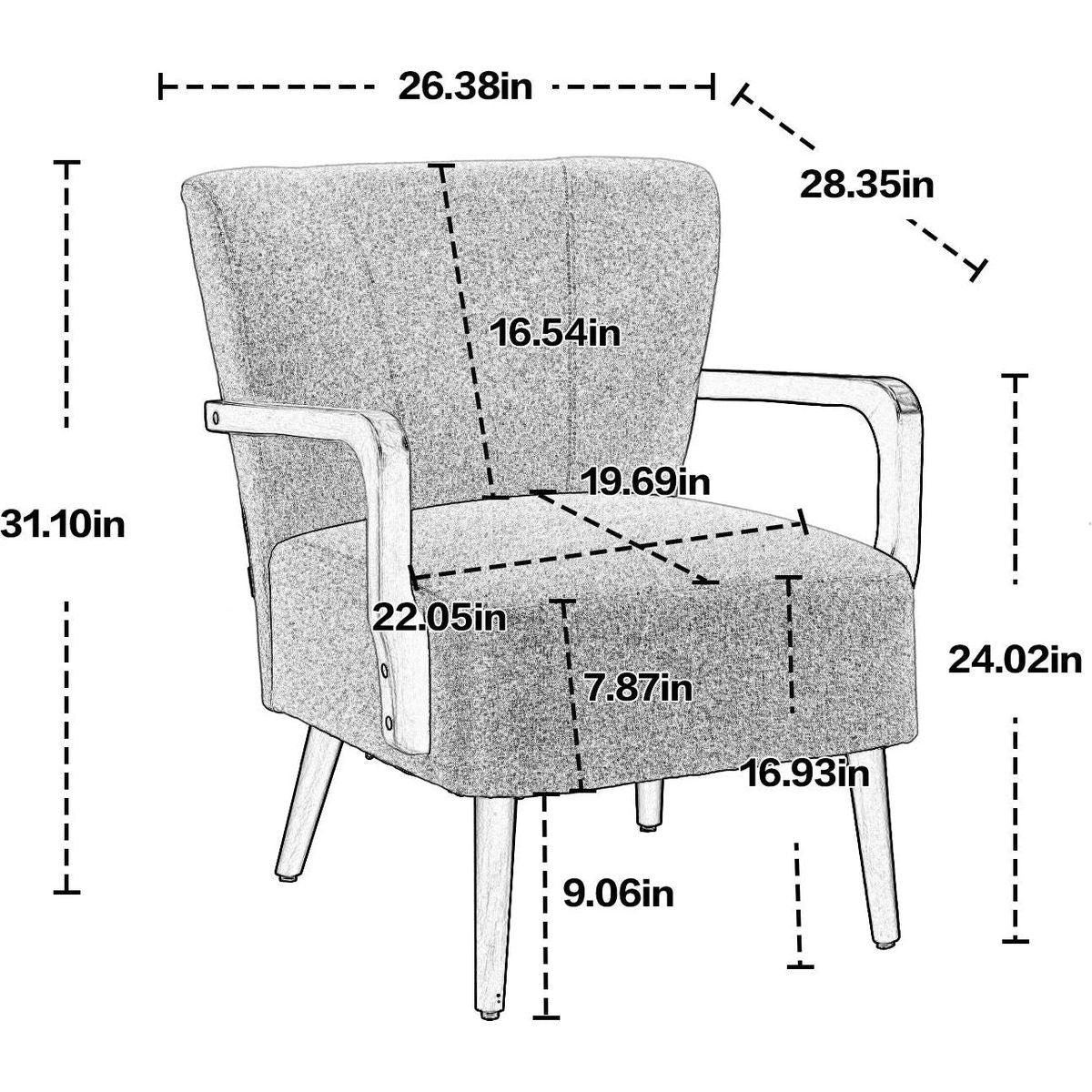 Wood Frame Armchair, Modern Accent Chair Lounge Chair for Living Room