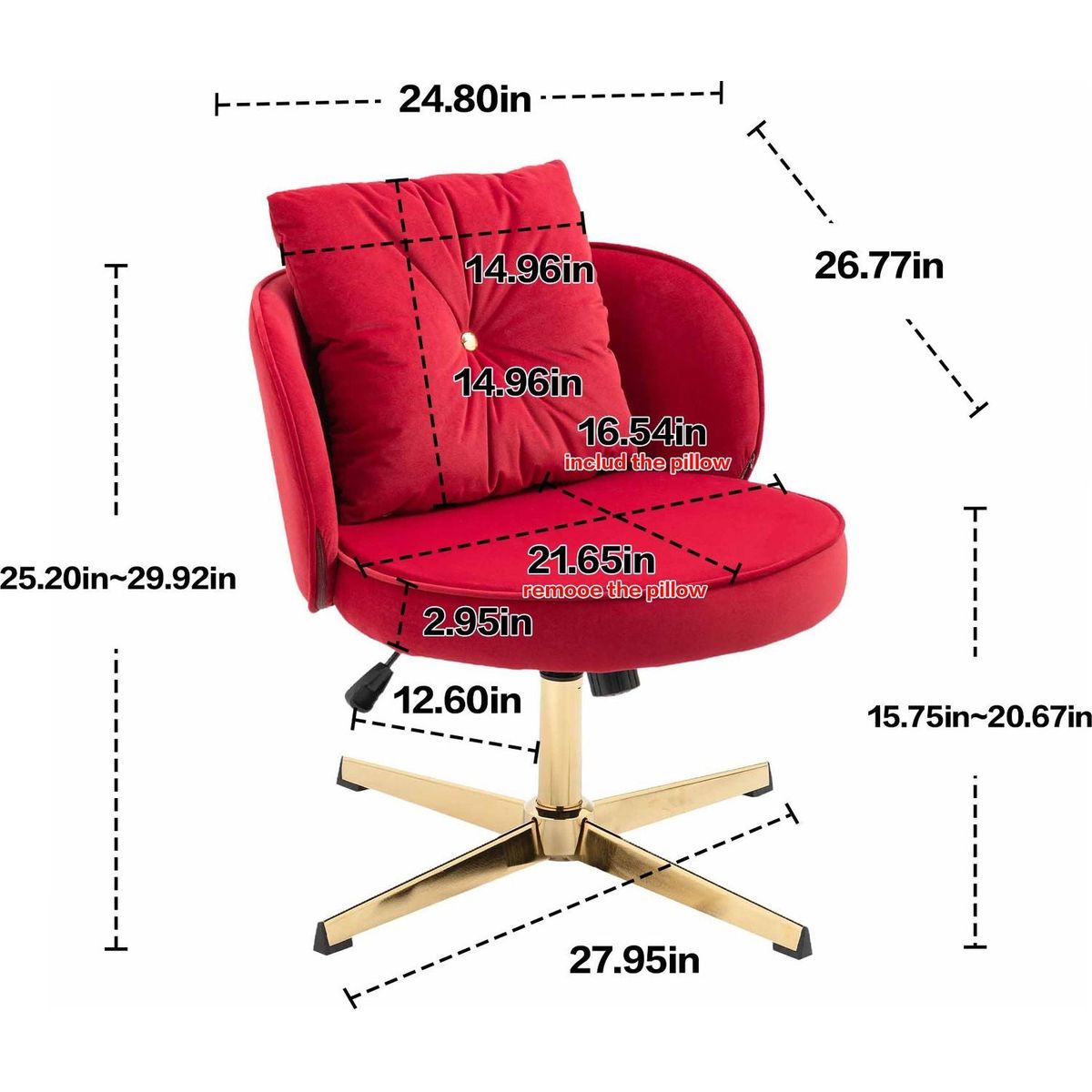 Home Office Desk Chair, Vanity Chair, Modern Adjustable Home Computer Executive Chair Swivel Task Chair for Small Space, Living Room, Make-up, Studying