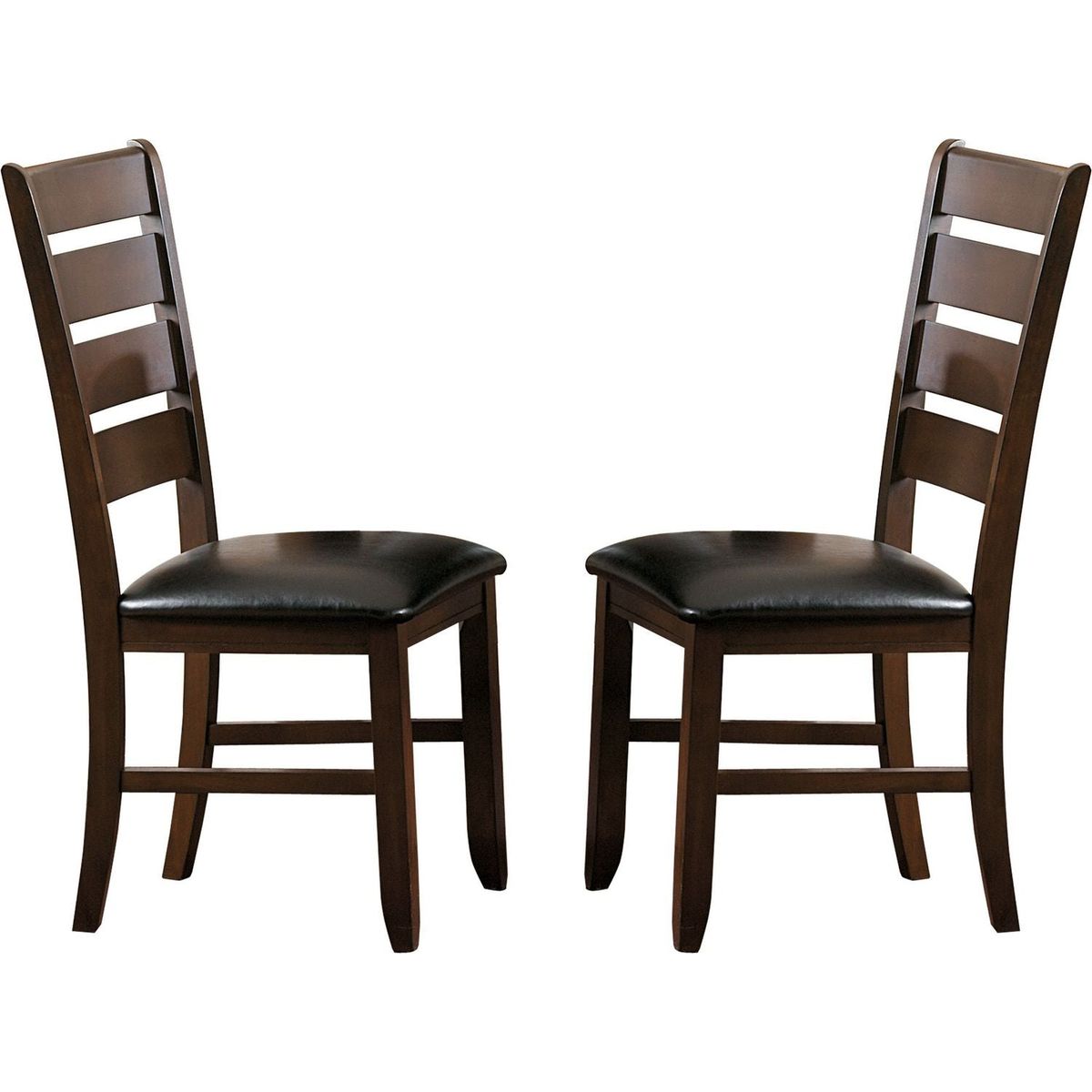 Contemporary Design Dark Oak Finish Wooden Side Chairs Set of 2pc Upholstered Dining Furniture