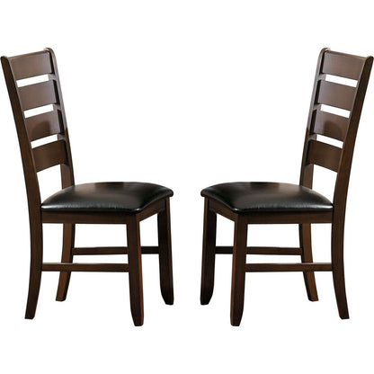 Contemporary Design Dark Oak Finish Wooden Side Chairs Set of 2pc Upholstered Dining Furniture