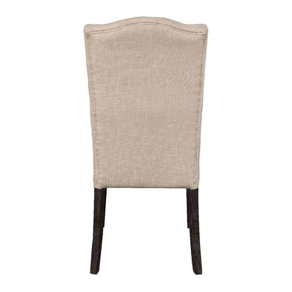 Gerardo Side Chair (Set-2) in Beige Linen & Weathered Espresso