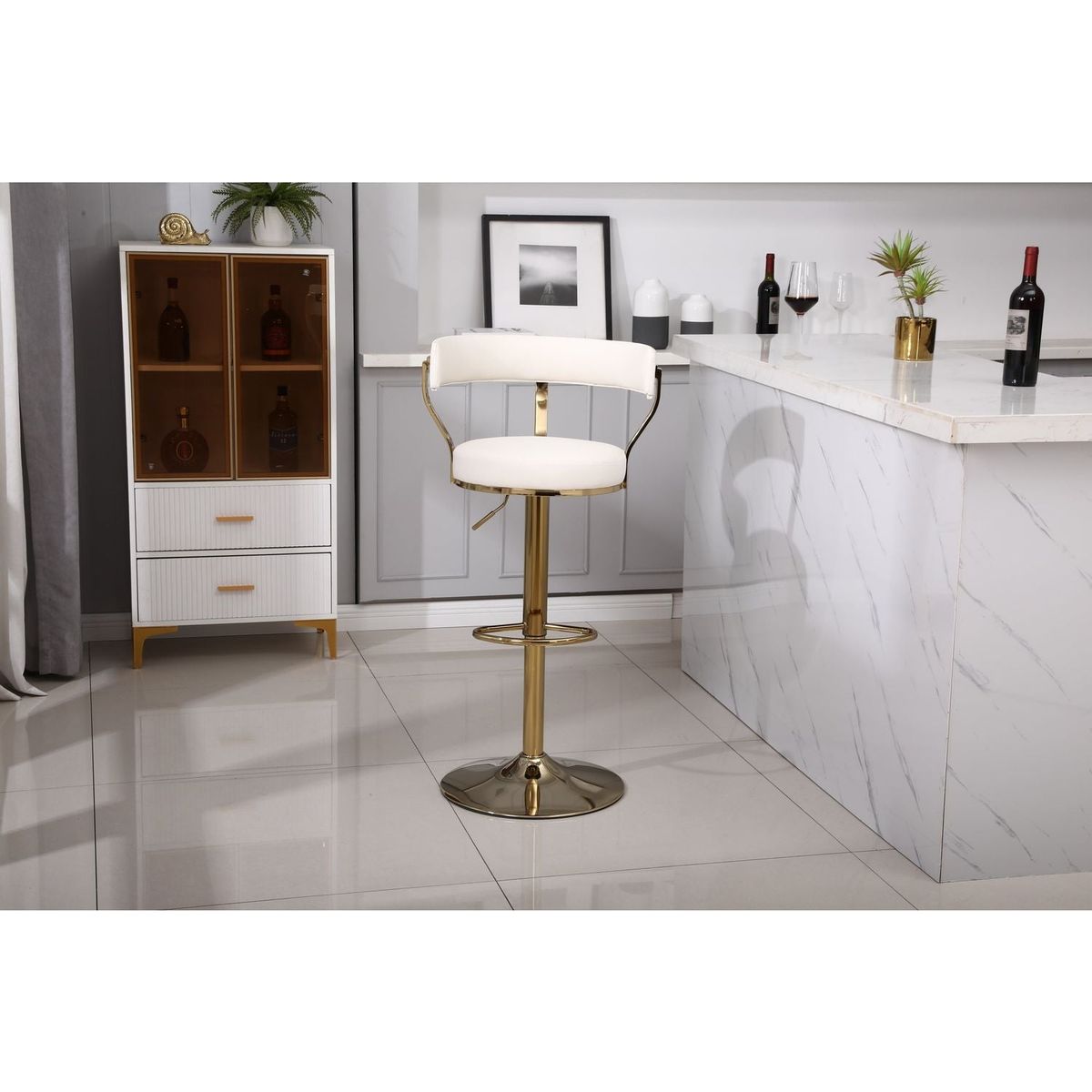 Bar Stools with Back and Footrest Counter Height Dining Chairs (1PCS/CTN)