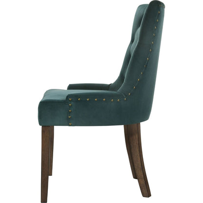 Farren Side Chair, Green Velvet & Espresso Finish