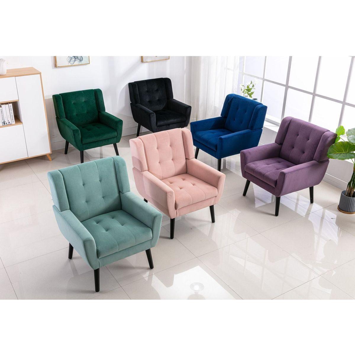 Modern Soft Velvet Material Ergonomics Accent Chair Living Room Chair Bedroom Chair Home Chair With Black Legs For Indoor Home