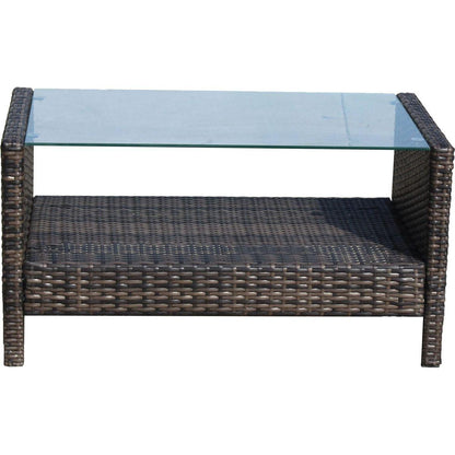 Outdoor patio Furniture Coffee Table with clear tempered glass