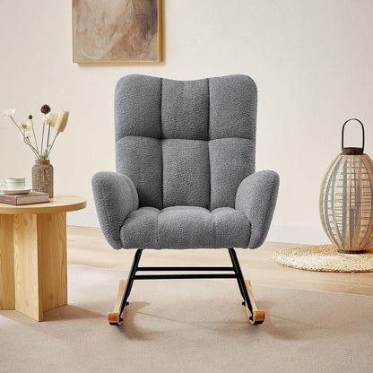 grey teddy fabric rocking chair