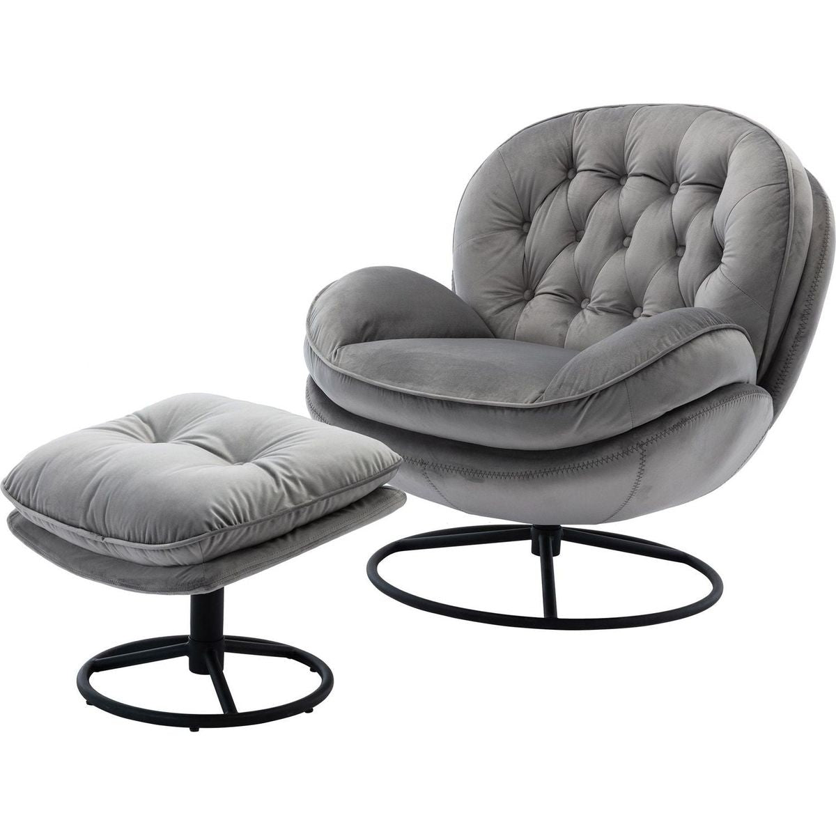 Accent chair TV Chair Living room Chair Grey with ottoman