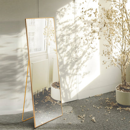 Miro 1500 400-g Full Length Mirror Floor Mirror Hanging Standing or Leaning, Bedroom Mirror Wall-Mounted Mirror with Gold Aluminum Alloy Frame, 59" x 15.7"