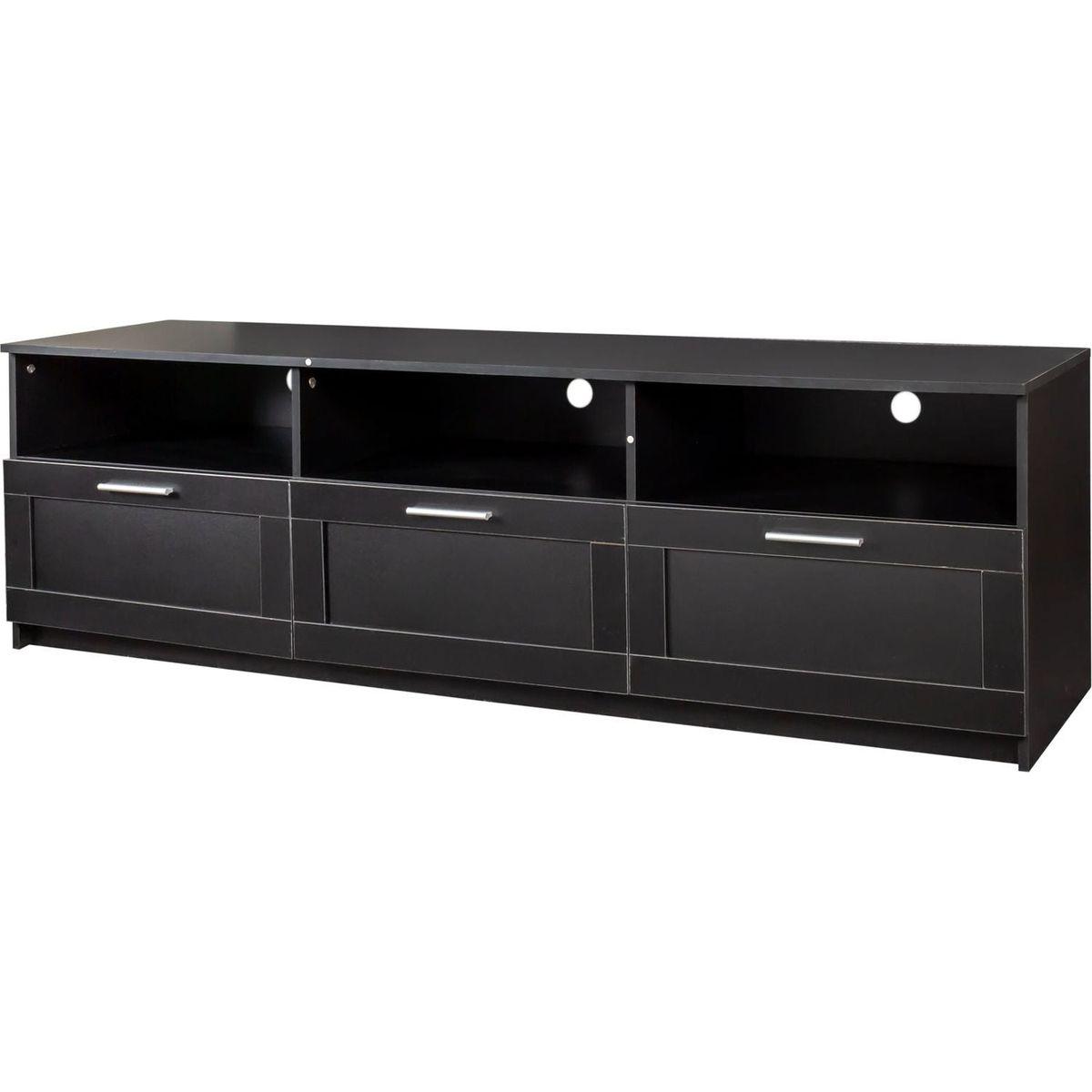 Black modern minimalist TV cabinet 80 inch TV stand, open locker Living Room Bedroom