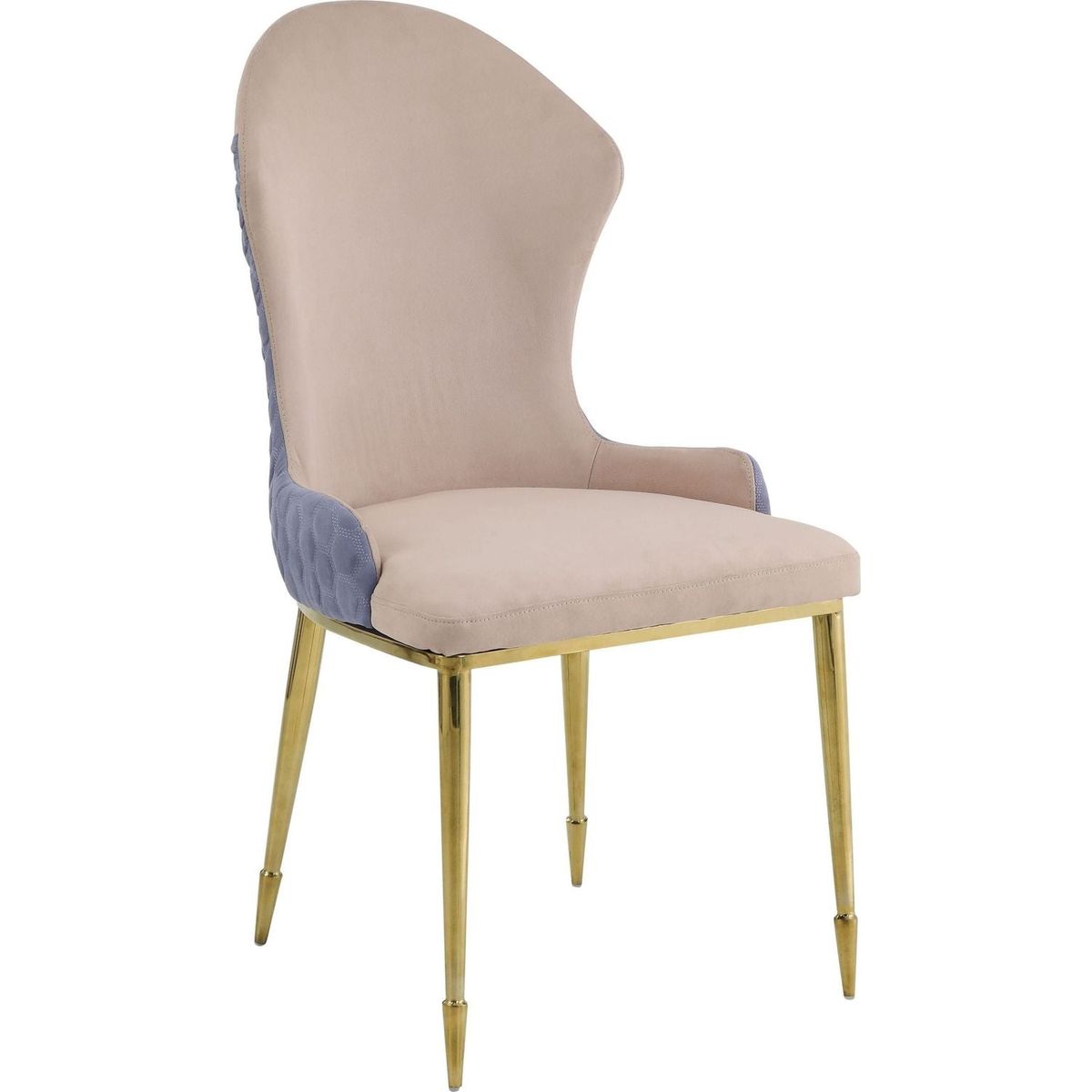 Caolan Side Chair (Set-2), Tan, Lavender Fabric & Gold