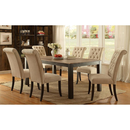 Dining Room Furniture Contemporary Rustic Style Beige Fabric Upholstered Tufted Set of 2 Chairs Kitchen Breakfast