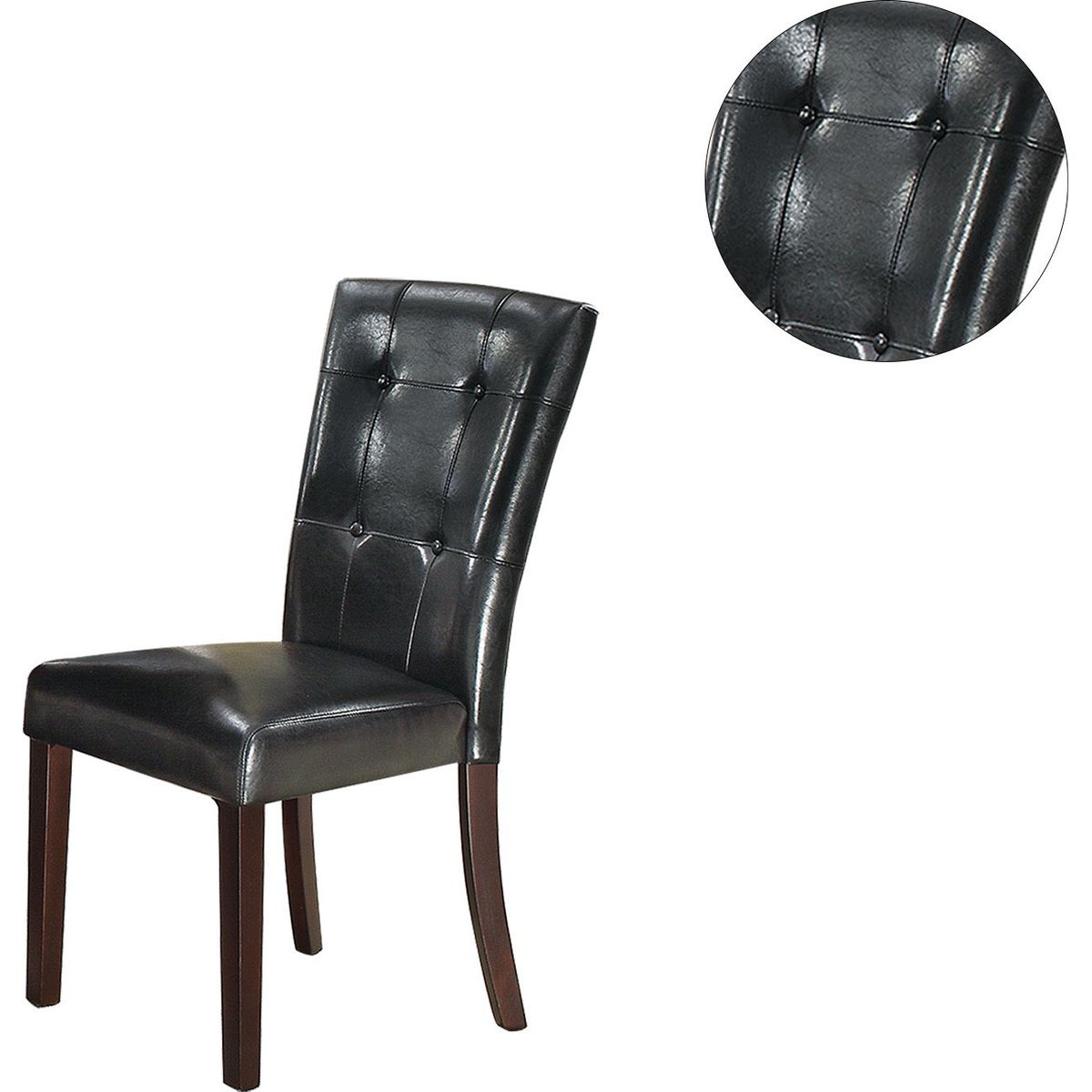 Leather Upholstered Dining Chair, Black (Set of 2)