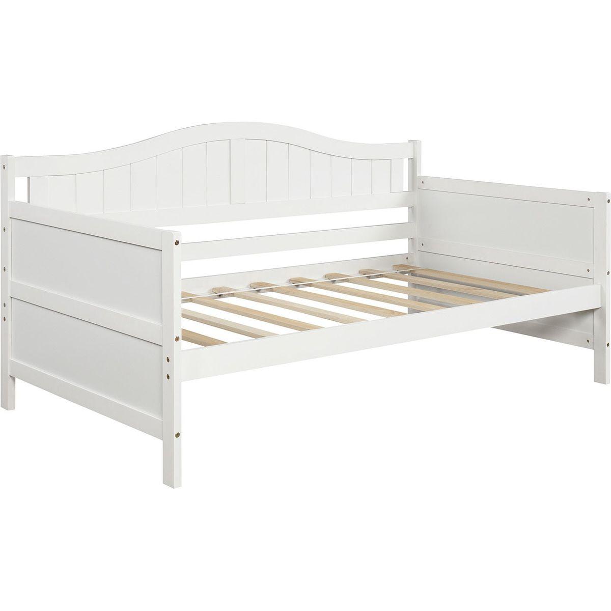 Twin Wooden Daybed with 2 drawers, Sofa Bed for Bedroom Living Room, No Box Spring Needed, White