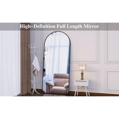 Arch Full Length Mirror 71"x32" Big Full Body Mirror for Bedroom Oversized Floor Mirror Large Standing Mirror Living Room Dressing Mirror Leaning Against Wall, Aluminum Frame, Black