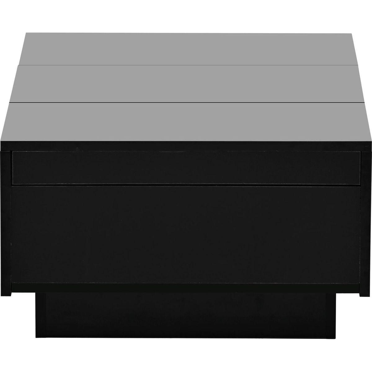 Multifunctional Coffee Table with 2 large Hidden Storage Compartment, Extendable Cocktail Table with 2 Drawers, High-gloss Center Table with Sliding Top for Living Room, 39.3"x21.6", Black