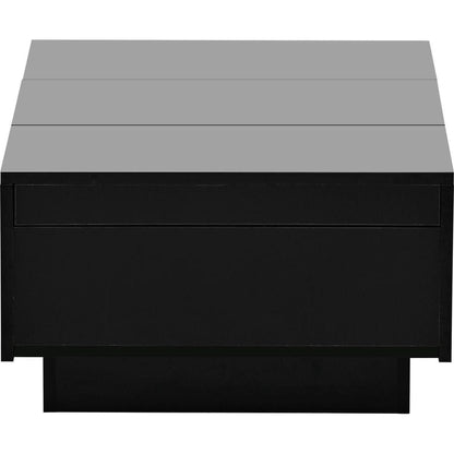 Multifunctional Coffee Table with 2 large Hidden Storage Compartment, Extendable Cocktail Table with 2 Drawers, High-gloss Center Table with Sliding Top for Living Room, 39.3"x21.6", Black