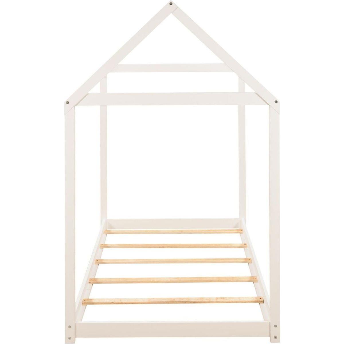 Twin Size Wooden House Bed, White (New) - Streamdale Furniture