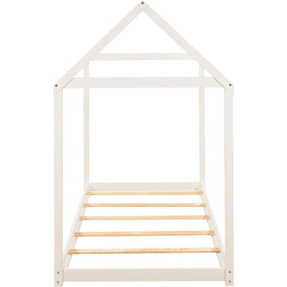 Twin Size Wooden House Bed, White (New) - Streamdale Furniture