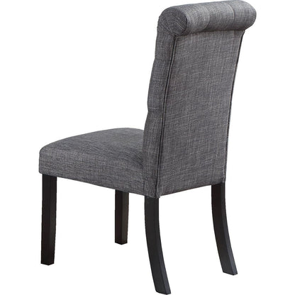 Charcoal Fabric Set of 2 Dining Chairs Contemporary Plush Cushion Side Chairs Nailheads Trim Tufted Back Chair Kitchen Dining Room