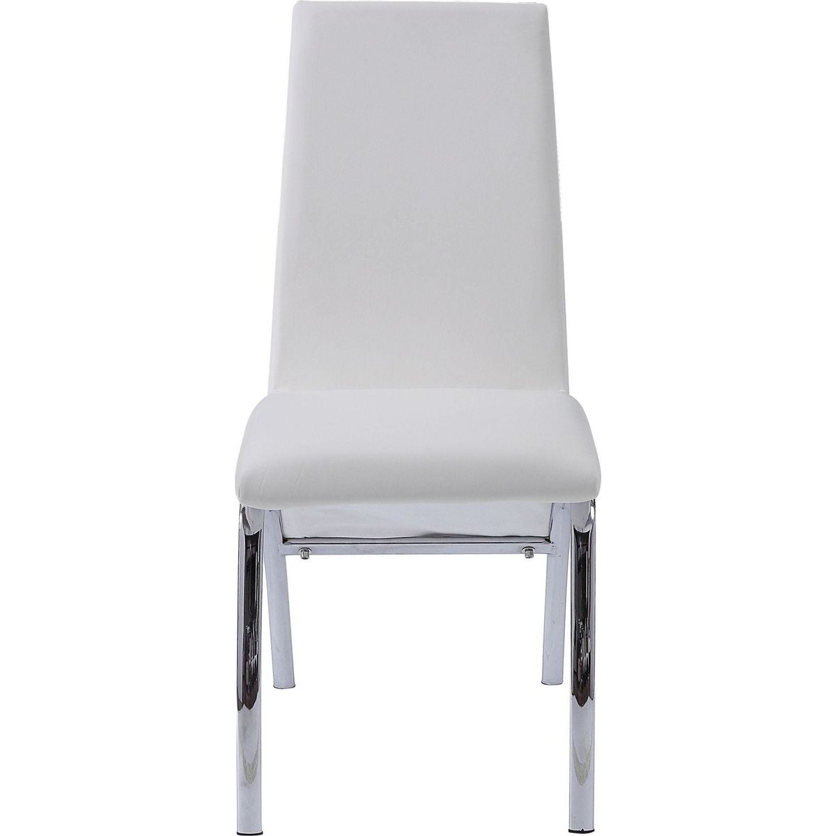 Pervis Side Chair (Set-2) in White PU & Chrome