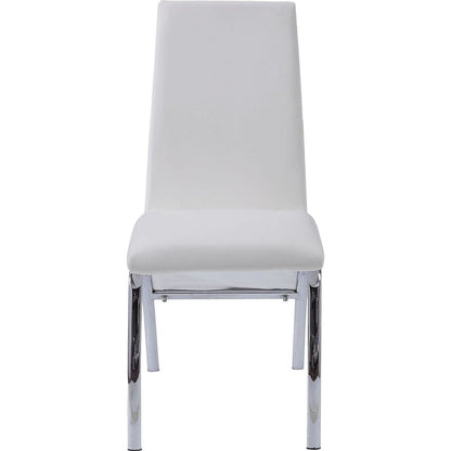 Pervis Side Chair (Set-2) in White PU & Chrome